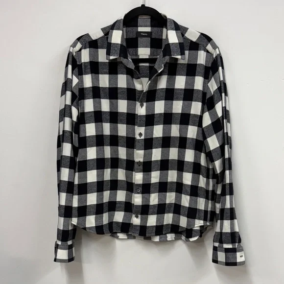Theory Black and White Checked Button-Down Shirt - Picture 1 of 5